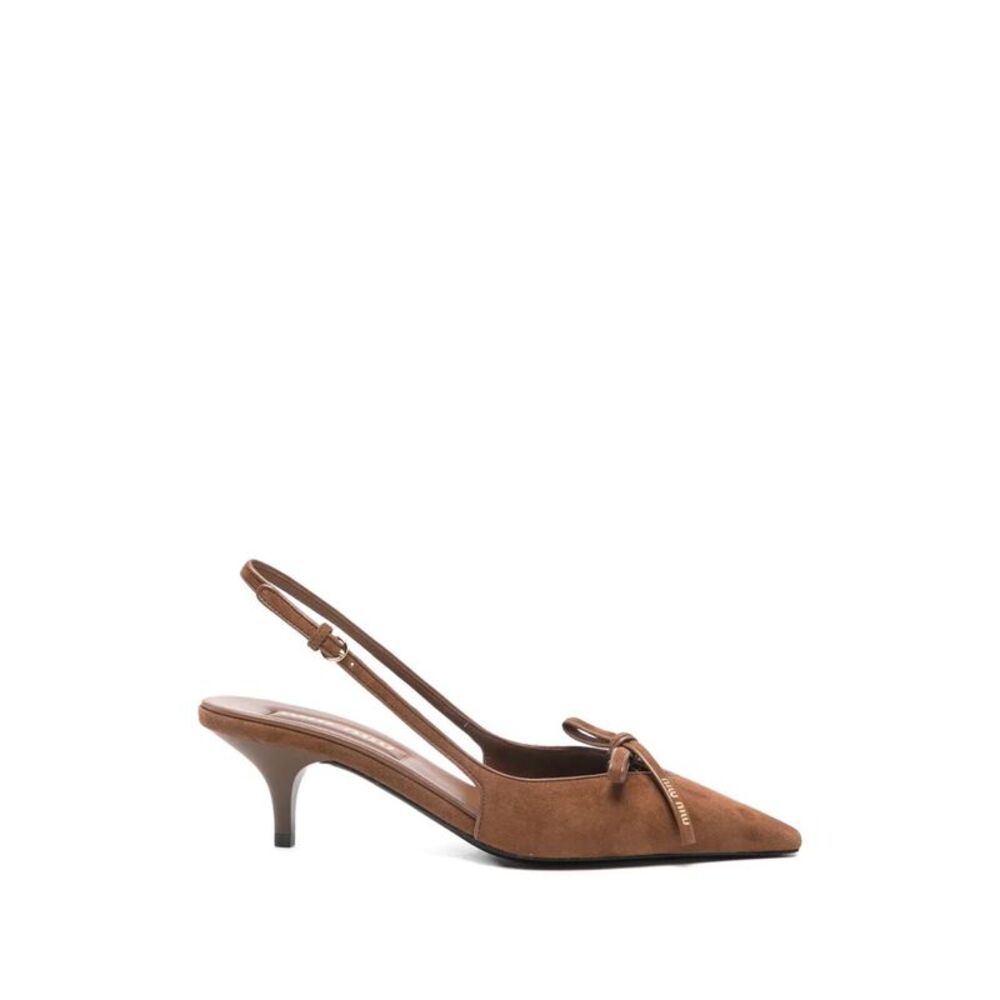 Suede Slingback Pumps With Bow Women